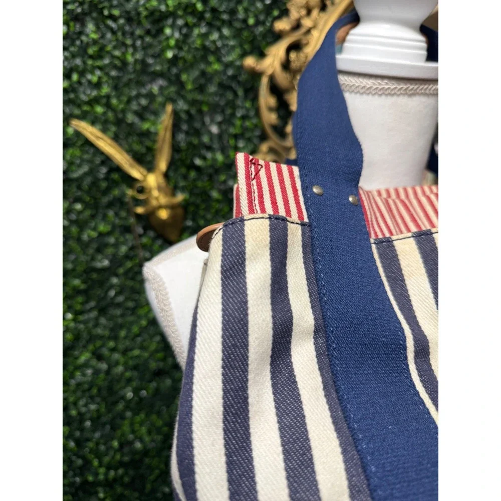 Tommy‎ Hilfiger Striped Canvas Tote Bag Nautical Blue White Red Handbag